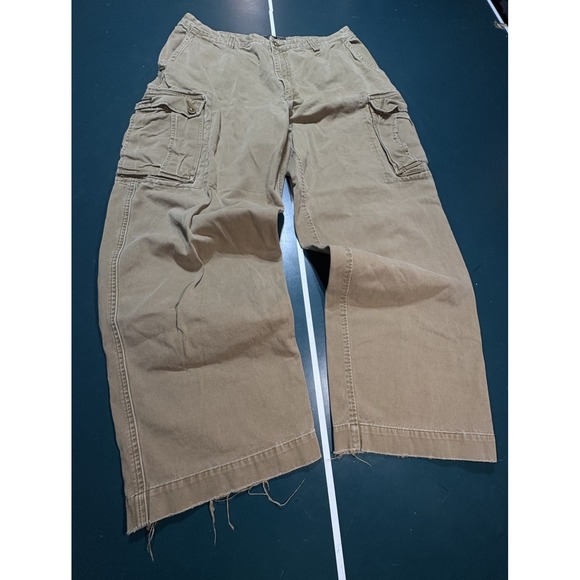 VTG Abercrombie & Fitch Baggy Cargo Pants Mens 36x30 Y2K Military Skater Tan - Picture 2 of 14